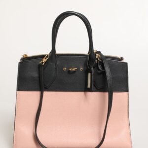 Pink and Black Leather City Steamer Leather Handbag