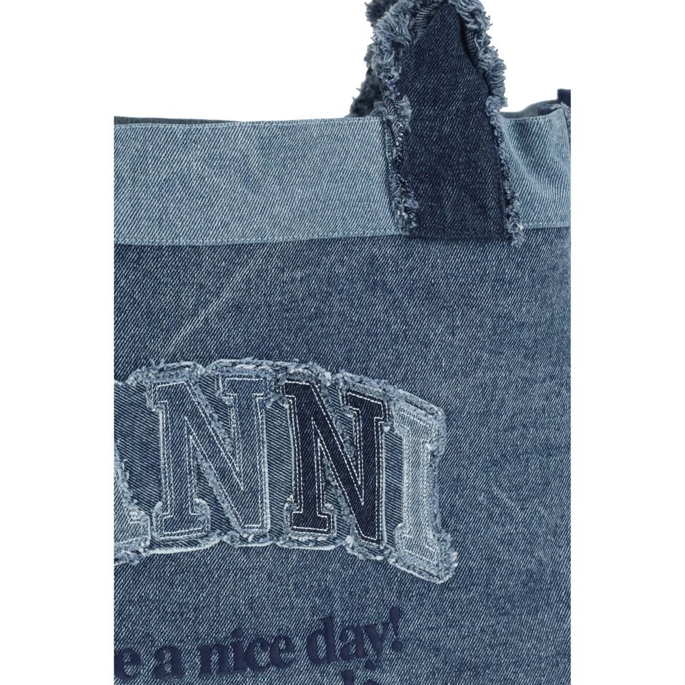 Blue Cotton Shoulder Bag - Image 4