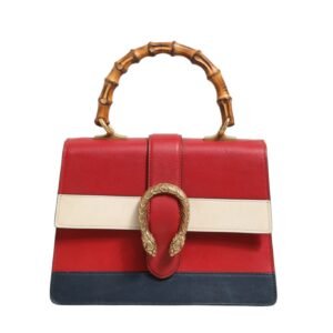Dionysus Bamboo Medium Top Handle Bag White Blue Red