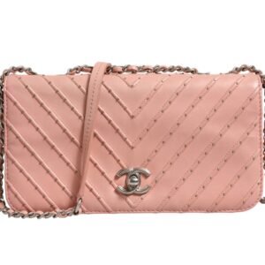 Small Classic Double Flap Bag Light Pink Chevron
