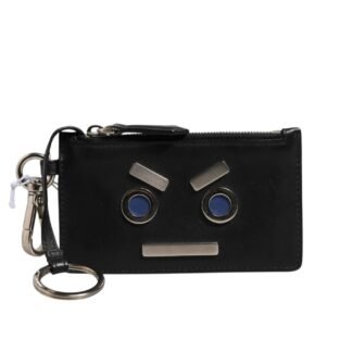 Vitello Liberty Studded Coin Pouch Key Case Ardesia