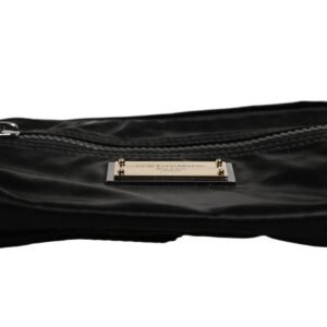Black Nylon Brass Plate Bumbag Waist Fanny Pack Men Bag