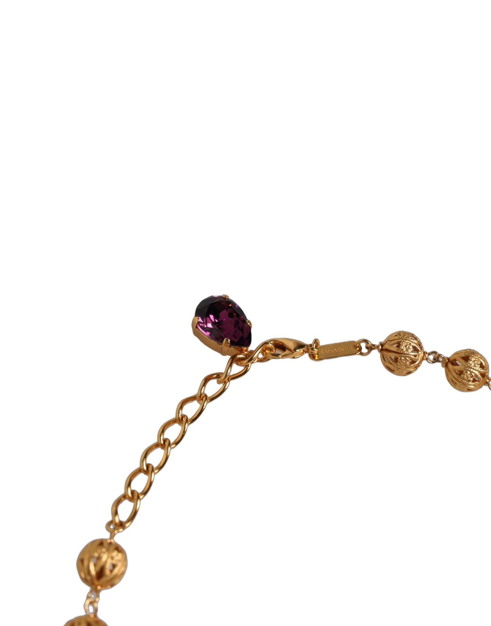 Gold Brass Mix Fiori Flowers Crystal Chain Necklace - Image 6