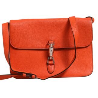 Jackie Soft Flap Shoulder Bag Leather Orange