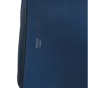 Leather Navy Blue Shopping Tote
