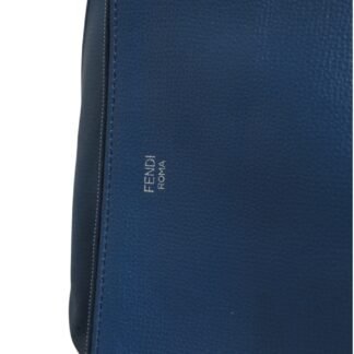 Leather Navy Blue Shopping Tote