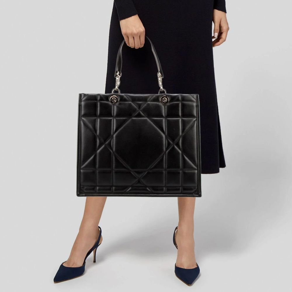 Black Leather Tote Bag - Image 2