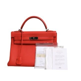 Kelly 32 Two-Way Handbag with Palladium Hardware