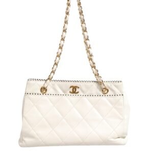 Shiny Calfskin Quilted Mini 22 White 1792563
