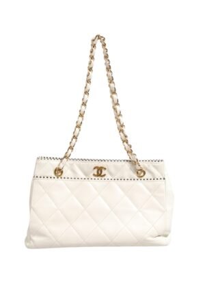 Shiny Calfskin Quilted Mini 22 White 1792563