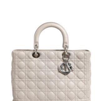 Lady Dior Large Grey Cannage Lambskin Bag