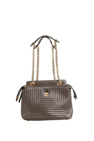 Brown Quilted Lambskin Leather Dotcom Click Small Shoulder Bag