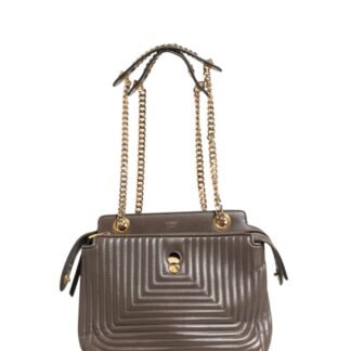 Brown Quilted Lambskin Leather Dotcom Click Small Shoulder Bag