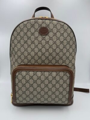 GUCCI GG Supreme and Leather Backpack