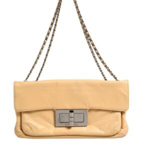 Beige Lambskin Giant Reissue Mademoiselle Lock Flap Bag