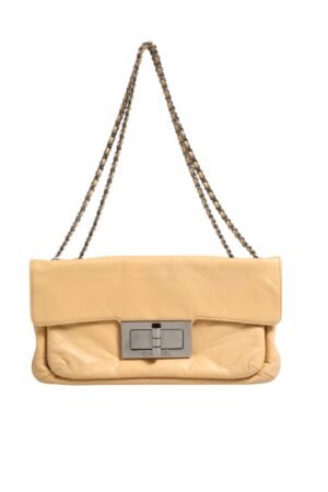 Beige Lambskin Giant Reissue Mademoiselle Lock Flap Bag