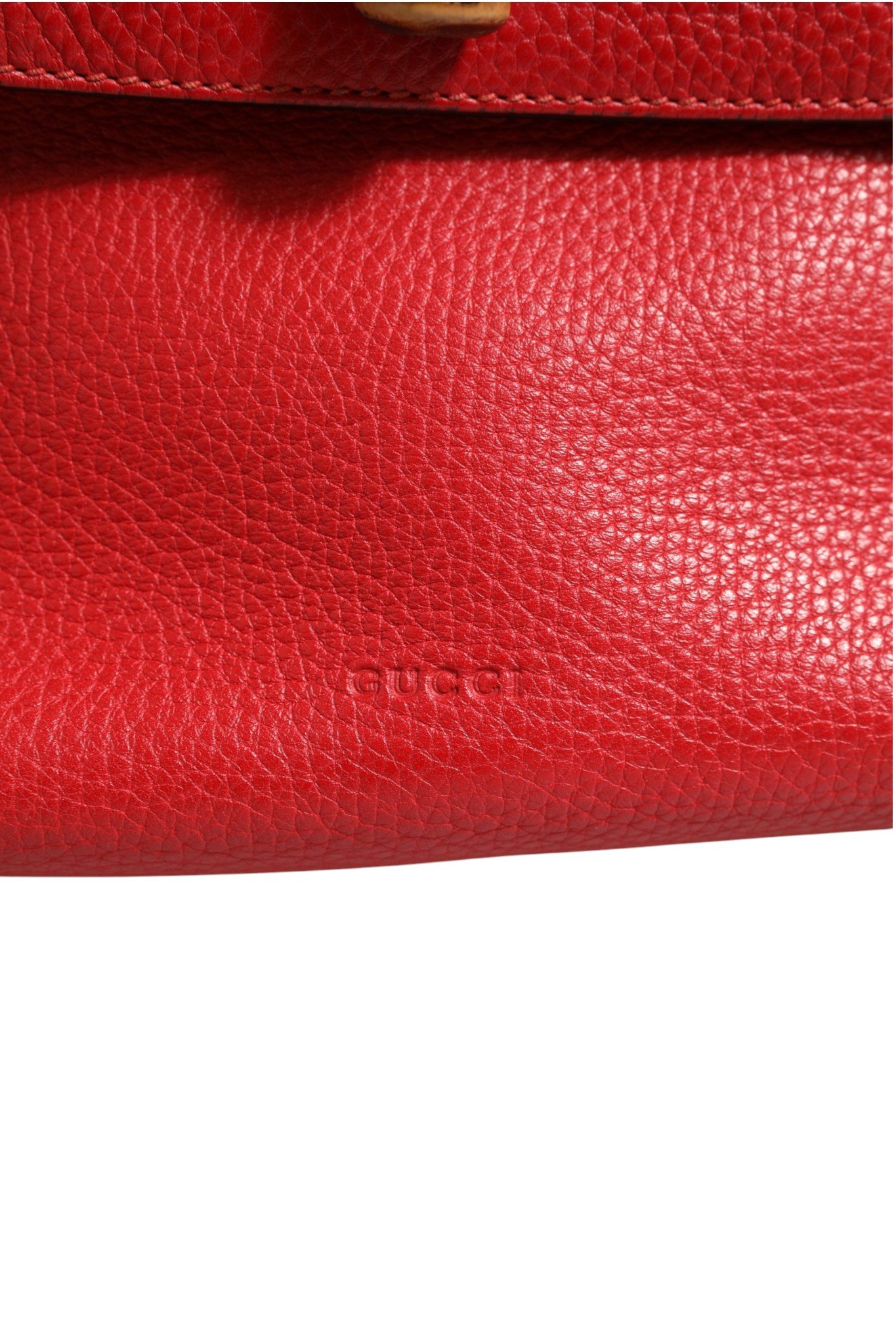 Red Leather Bamboo Daily Tote Crossbody Bag - Image 2