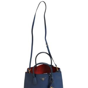 Blue Saffiano Leather 2way Bag