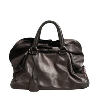 Metallic Nappa Leather Ruffle Shoulder Bag