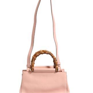 Pink And White Calfskin Small Nymphaea Top Handle Bag