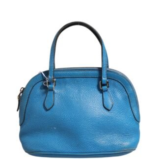 Blue Leather Dome Handbag