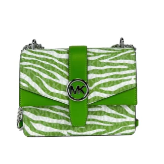 Michael Kors Greenwich Small Print Logo Crossbody Tote Chain Bag  Jungle Green $498