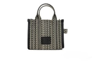 Marc Jacobs The Monogram Beige Mini Tote Woven Jacquard Canvas Crossbody Handbag