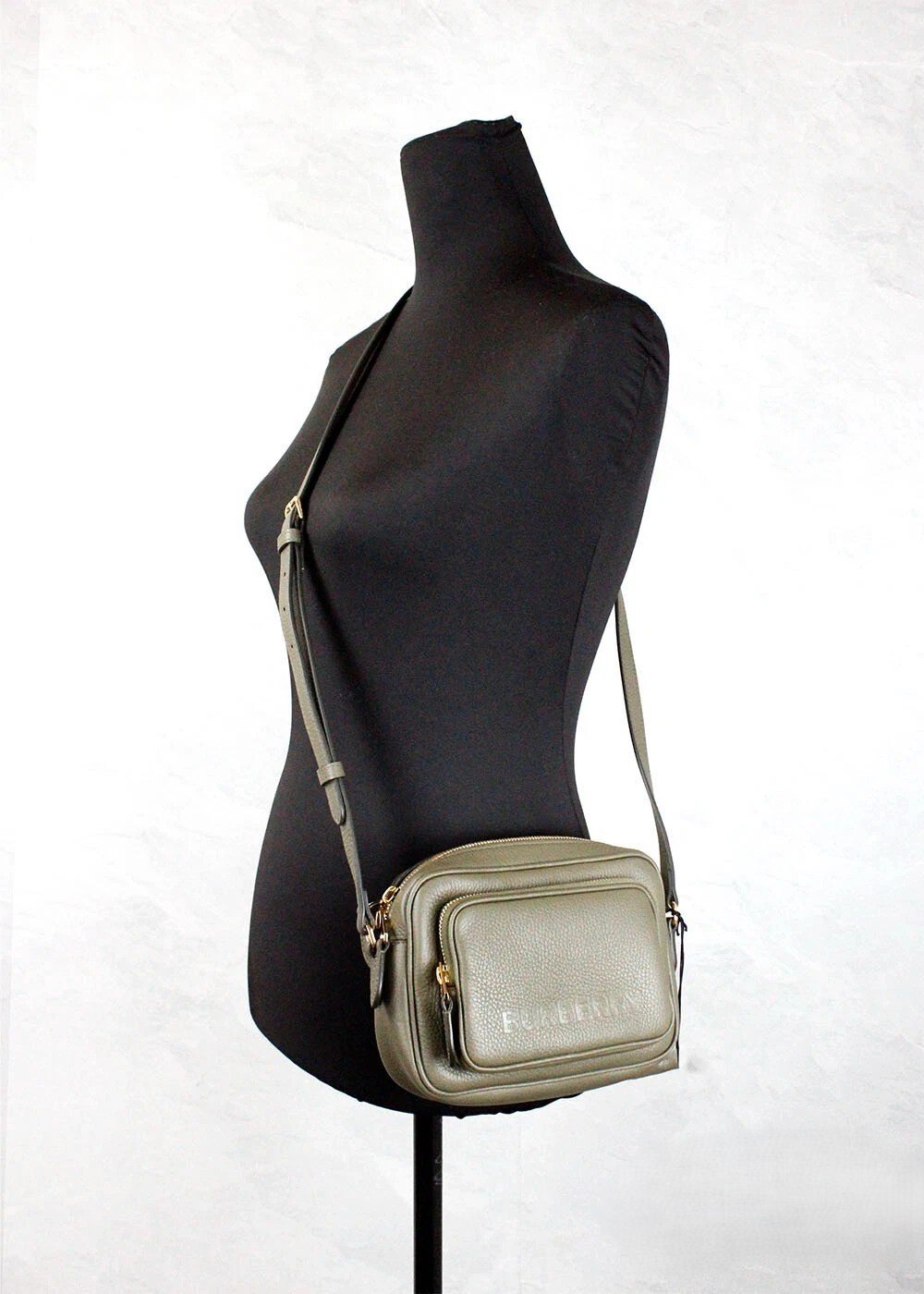 Burberry Small Branded Dark Fern Green Grainy Leather Camera Crossbody Bag - Image 2