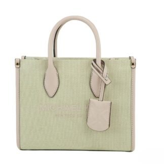 Michael Kors Mirella Small Powder Blush Canvas Shopper Crossbody Handbag Purse
