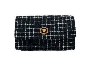 Versace Wallet On A Chain Fabric Black Crossbody Bag