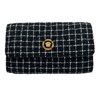Versace Wallet On A Chain Fabric Black Crossbody Bag