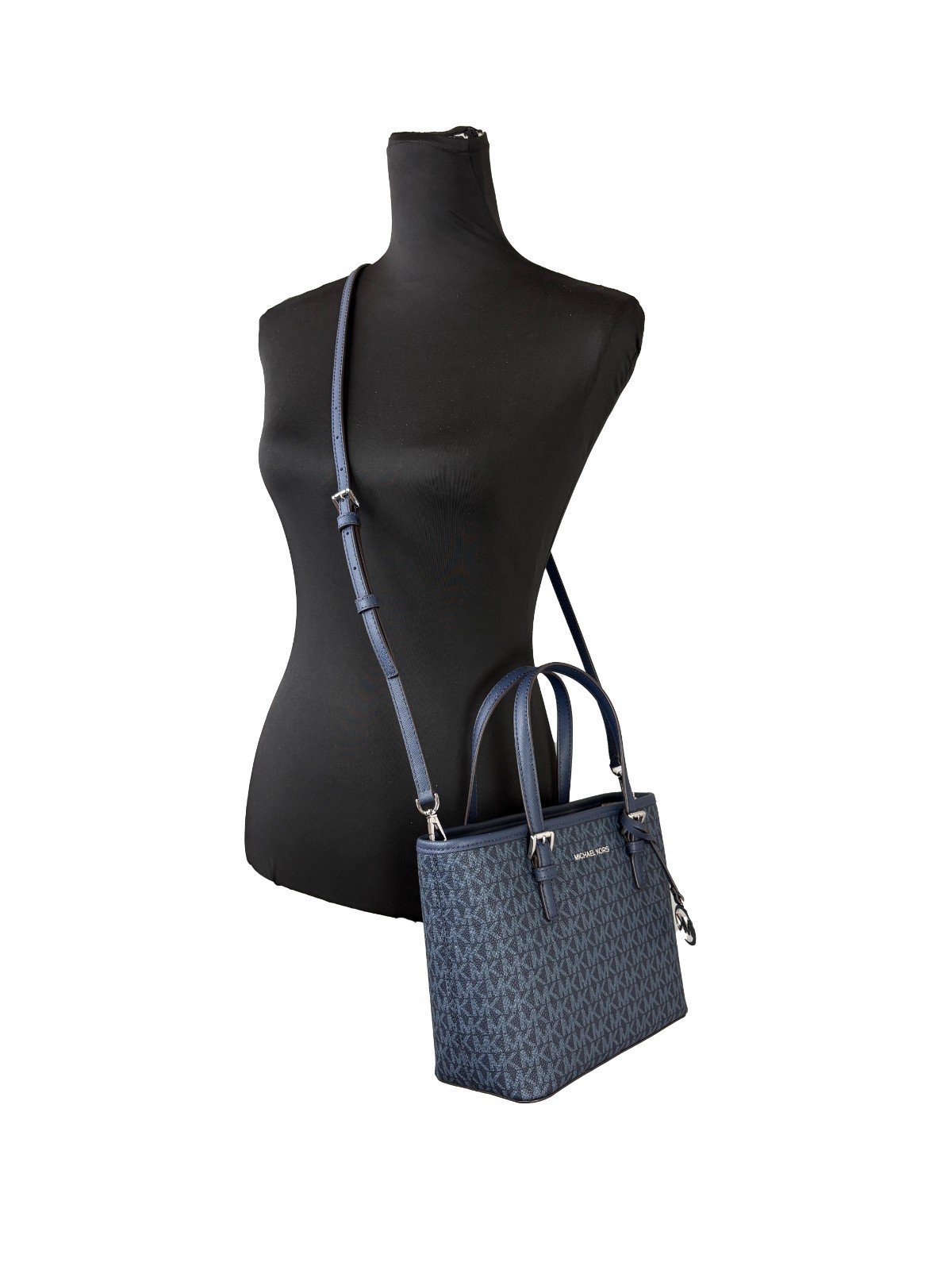 Michael Kors Navy Signature XS Carryall Tote Bag - Image 4