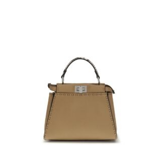 Beige Calf Leather Bos Taurus Handbag