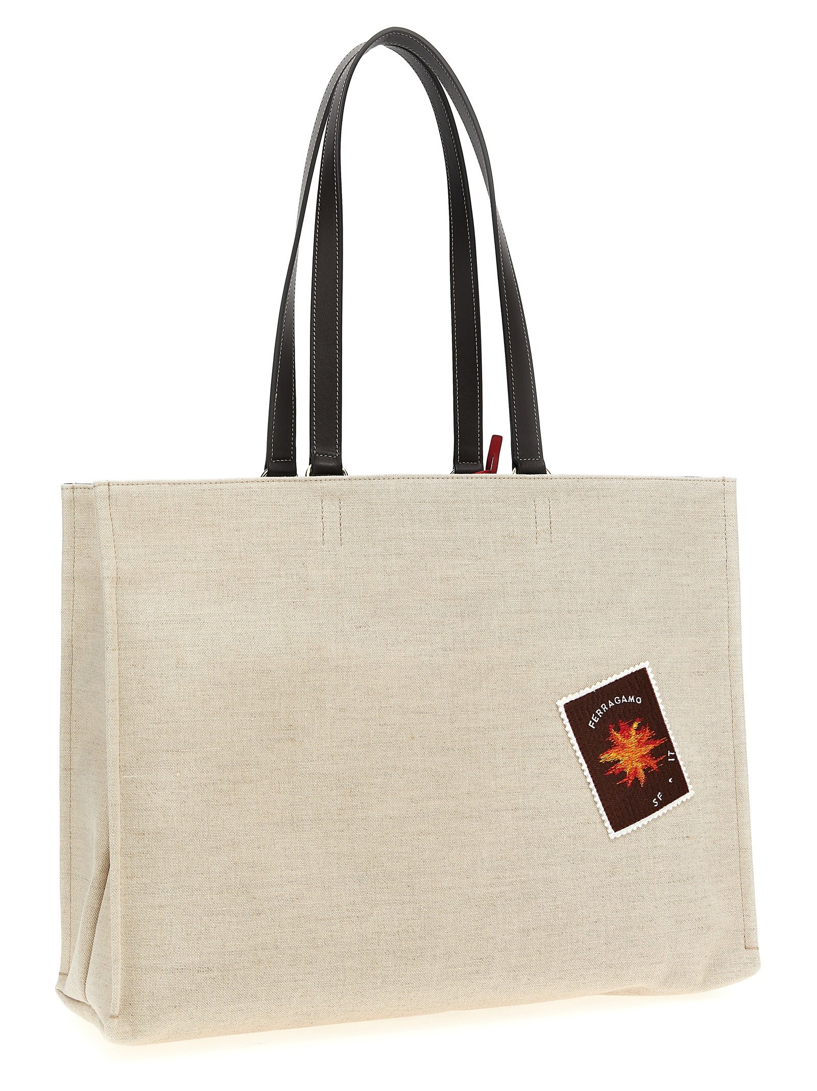 Beige Fabric Tote Bag - Image 2