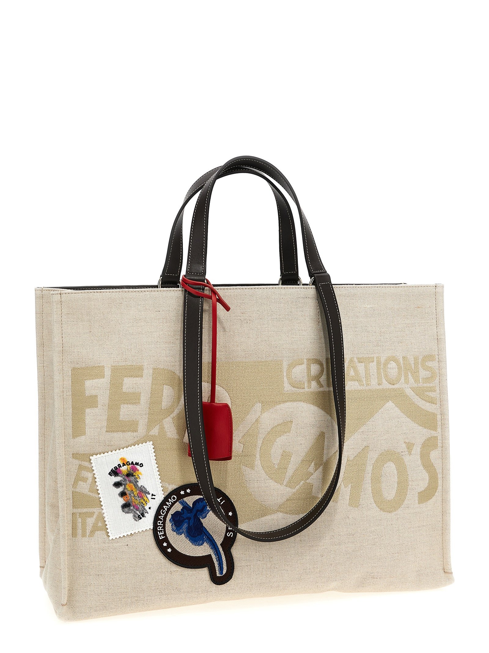 Beige Fabric Tote Bag - Image 3