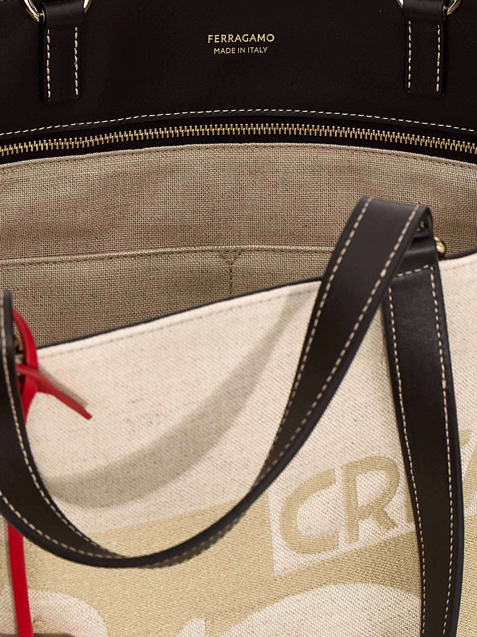 Beige Fabric Tote Bag - Image 4