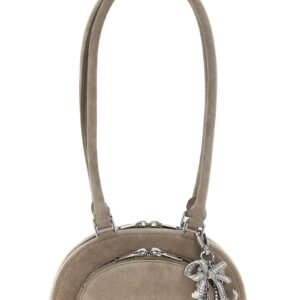 Gray Lamb Leather Shoulder Bag