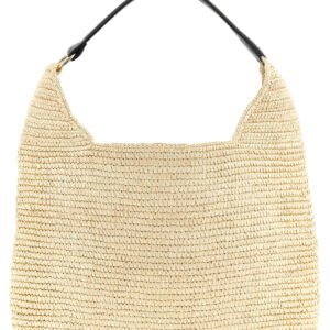 Beige Raffia Shoulder Bag