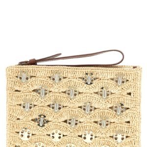 Beige Rayon Clutch Bag