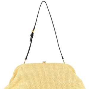 Beige Viscose Clutch Bag