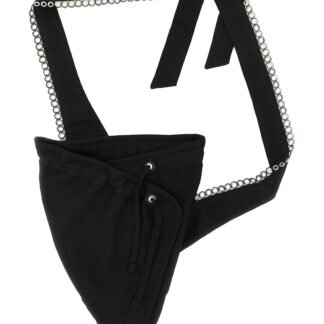 Black Cotton Crossbody Bag