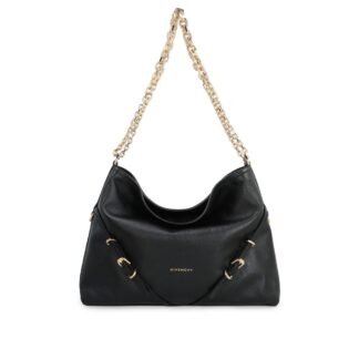 Black Calfskin Shoulder Bag