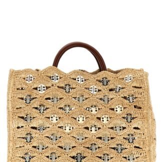 Beige Raffia Handbag