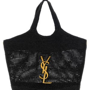 Black Raffia Tote Bag