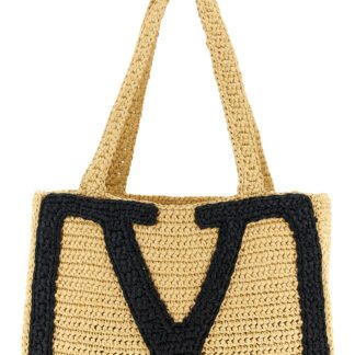 Beige Viscose Tote Bag