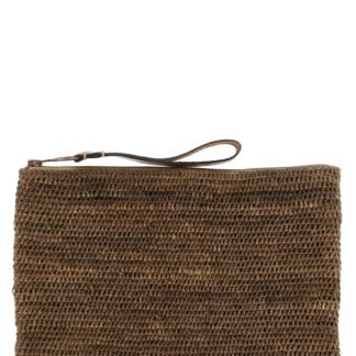 Brown Raffia Clutch Bag