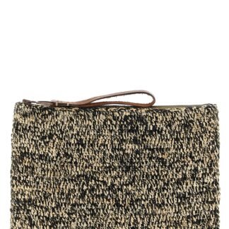 Bicolor Raffia Clutch Bag