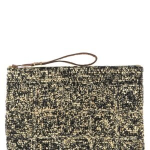 Bicolor Raffia Clutch Bag