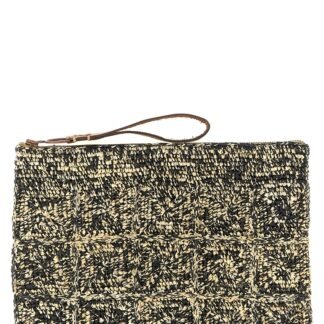 Bicolor Raffia Clutch Bag