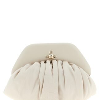 Beige Viscose Clutch Bag